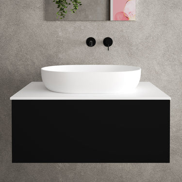 Raffinata Single Drawer Countertop Vanity Unit - Matt Black 800mm