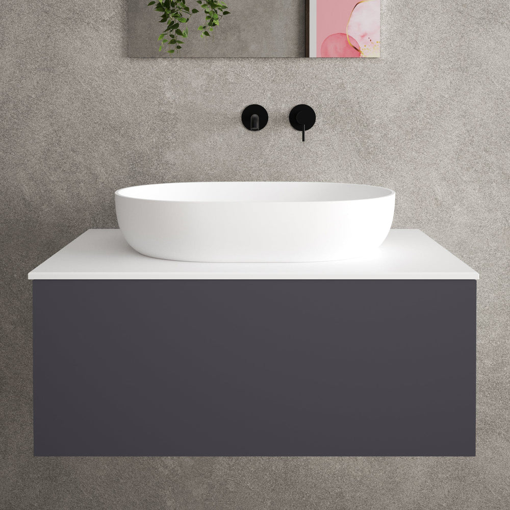 Raffinata Single Drawer Countertop Vanity Unit - Matt Graphite 800mm image