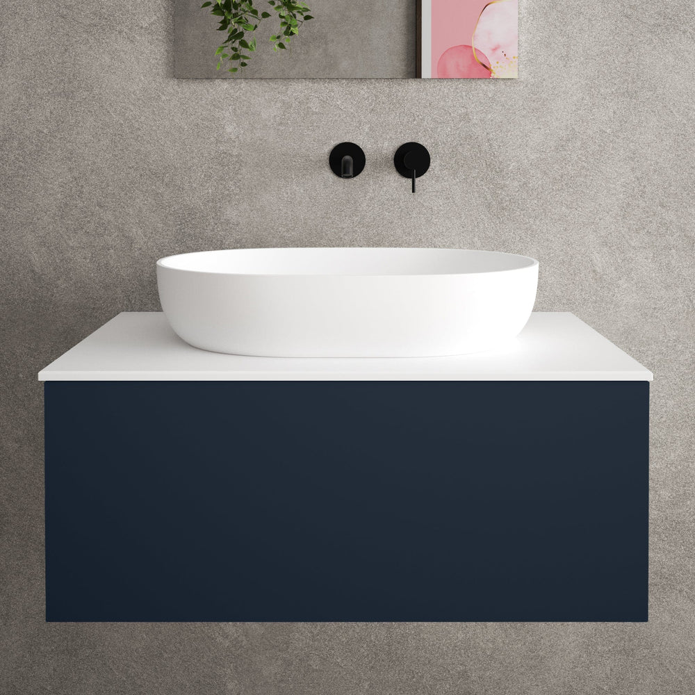 Raffinata Single Drawer Countertop Vanity Unit - Matt Indigo 800mm image