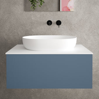 Raffinata Single Drawer Countertop Vanity Unit - Matt Navy 800mm