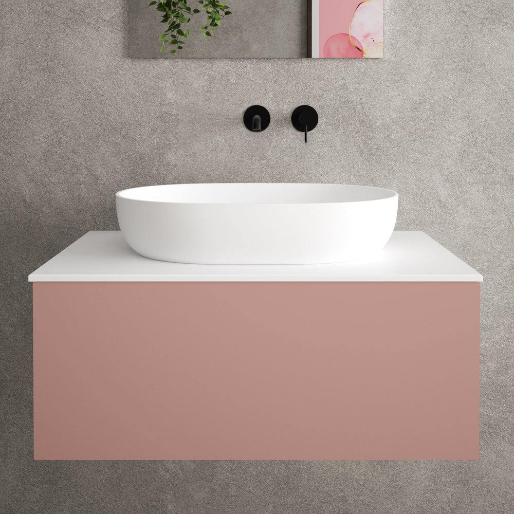 Raffinata Single Drawer Countertop Vanity Unit - Matt Pink 800mm
