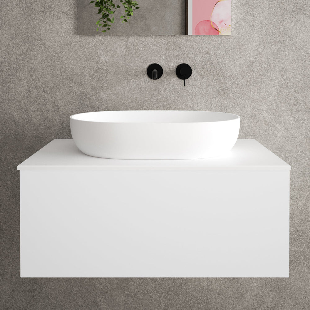 Raffinata Single Drawer Countertop Vanity Unit - Matt White 800mm image