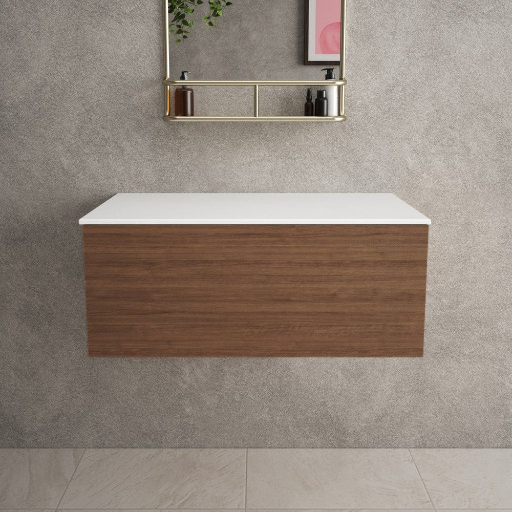 Raffinata Single Drawer Countertop Vanity Unit - Walnut 800mm