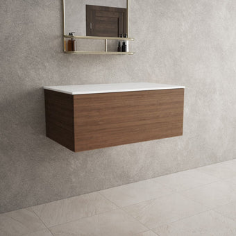 Raffinata Single Drawer Countertop Vanity Unit - Walnut 800mm