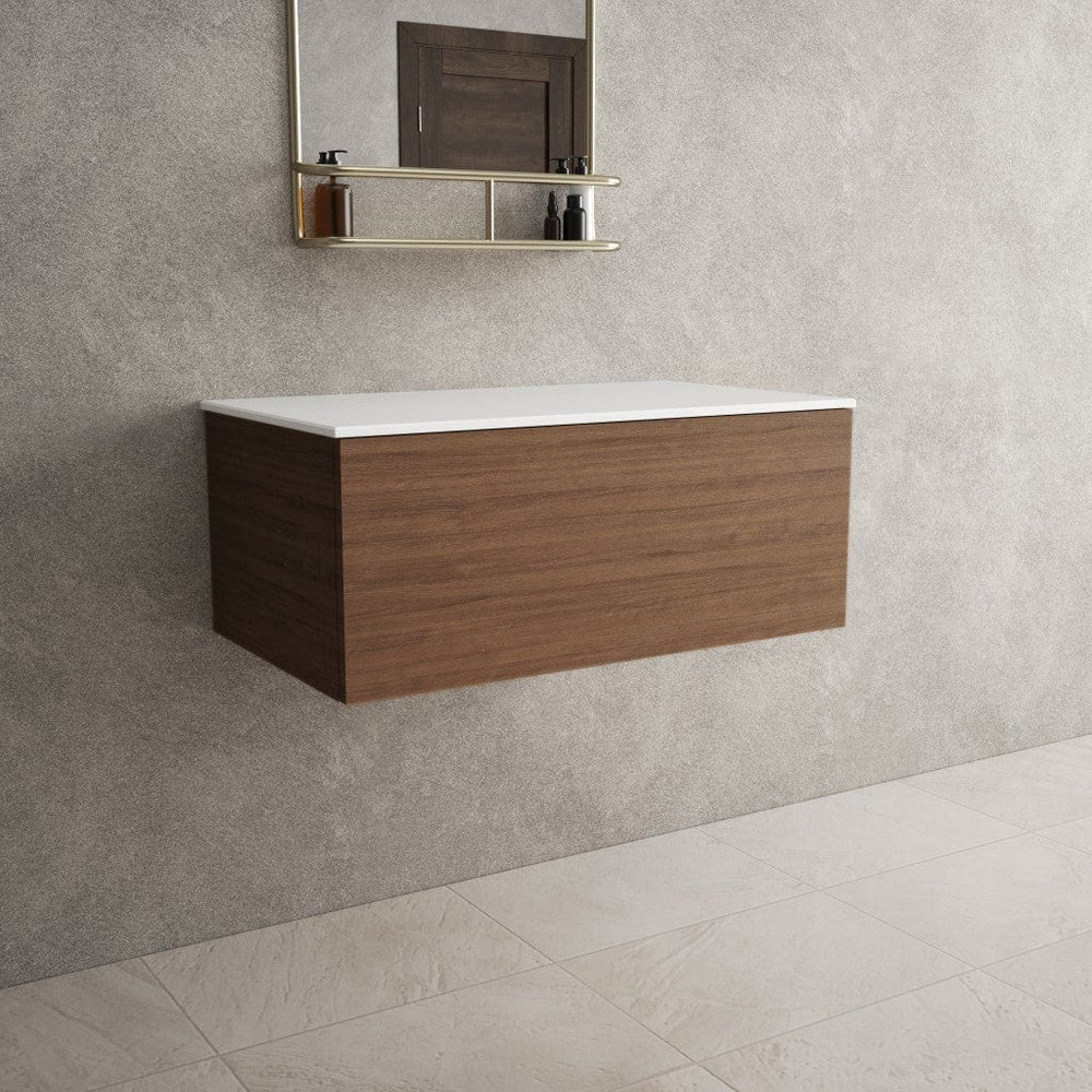 Raffinata Single Drawer Countertop Vanity Unit - Walnut 800mm