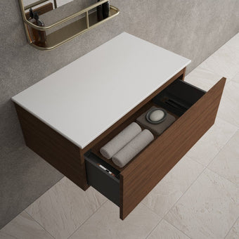 Raffinata Single Drawer Countertop Vanity Unit - Walnut 800mm
