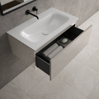 Raffinata One Drawer Vanity Unit With Beyondstone Basin - Gloss Cashmere 800mm