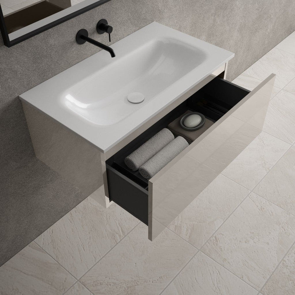 Raffinata One Drawer Vanity Unit With Beyondstone Basin - Gloss Cashmere 800mm