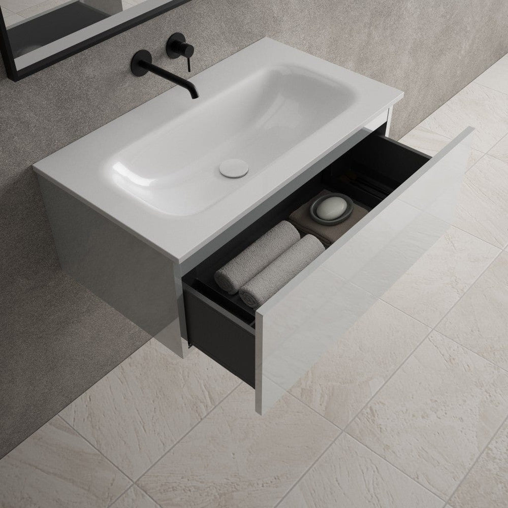 Raffinata One Drawer Vanity Unit With Beyondstone Basin - Gloss Dove 800mm