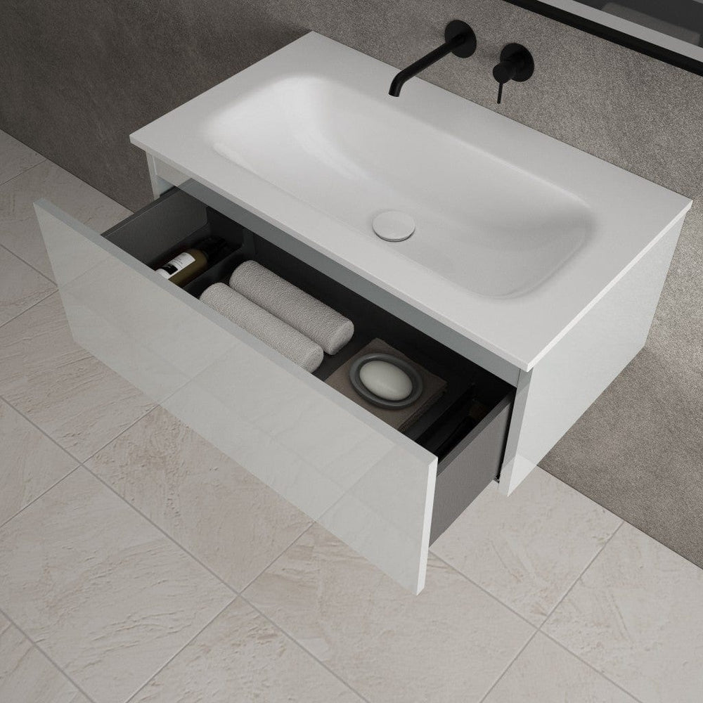 Raffinata One Drawer Vanity Unit With Beyondstone Basin - Gloss Dove 800mm