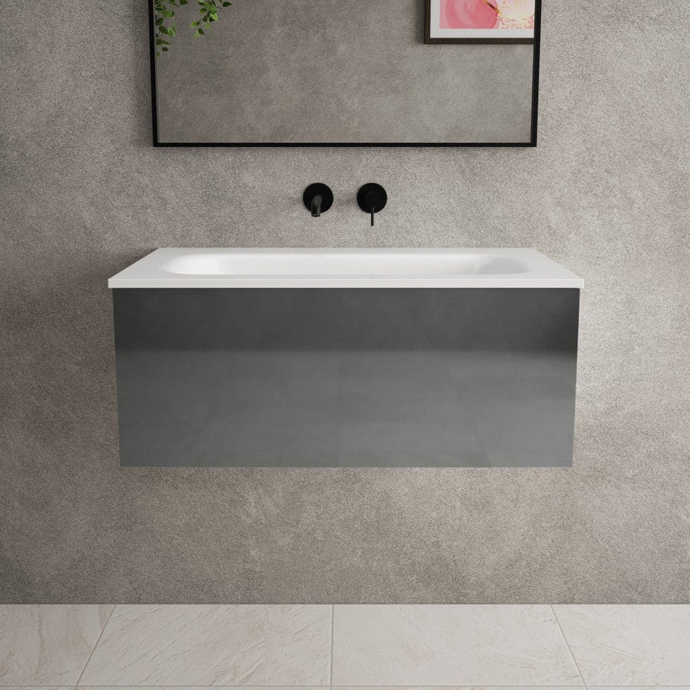 Raffinata One Drawer Vanity Unit With Beyondstone Basin - Gloss Dust 800mm