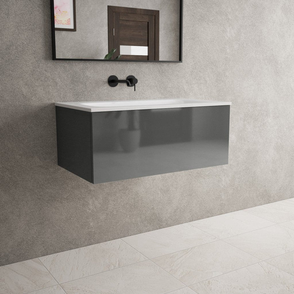 Raffinata One Drawer Vanity Unit With Beyondstone Basin - Gloss Dust 800mm