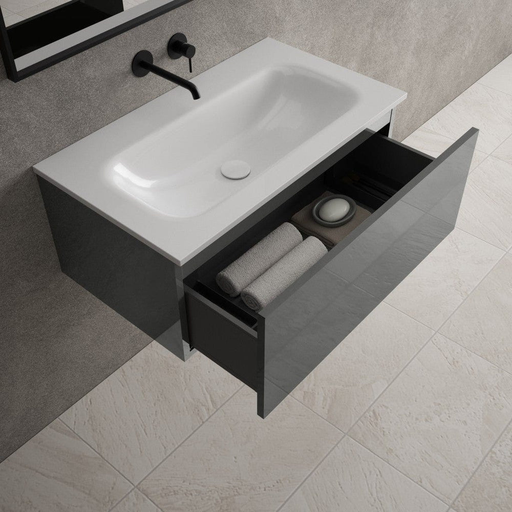 Raffinata One Drawer Vanity Unit With Beyondstone Basin - Gloss Dust 800mm