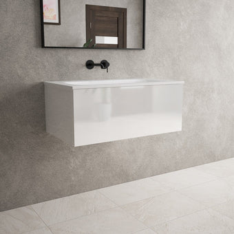 Raffinata One Drawer Vanity Unit With Beyondstone Basin - Gloss White 800mm