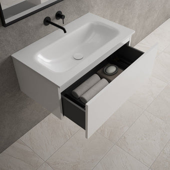 Raffinata One Drawer Vanity Unit With Beyondstone Basin - Gloss White 800mm