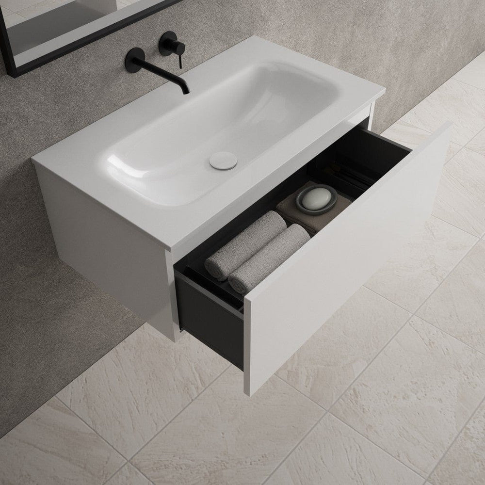 Raffinata One Drawer Vanity Unit With Beyondstone Basin - Gloss White 800mm