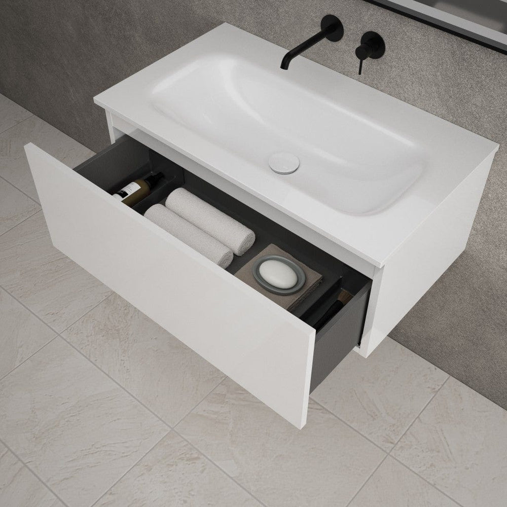Raffinata One Drawer Vanity Unit With Beyondstone Basin - Gloss White 800mm