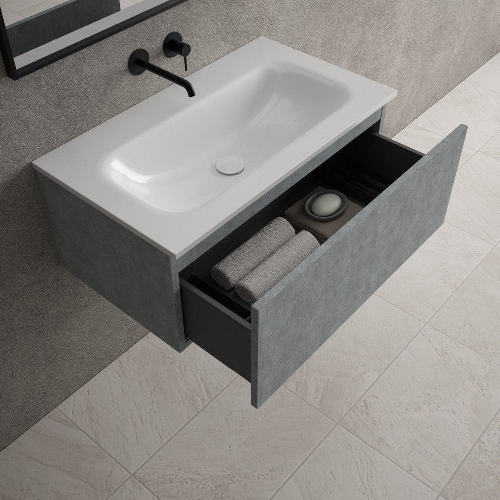 Raffinata One Drawer Vanity Unit With Beyondstone Basin - Light Concrete 800mm