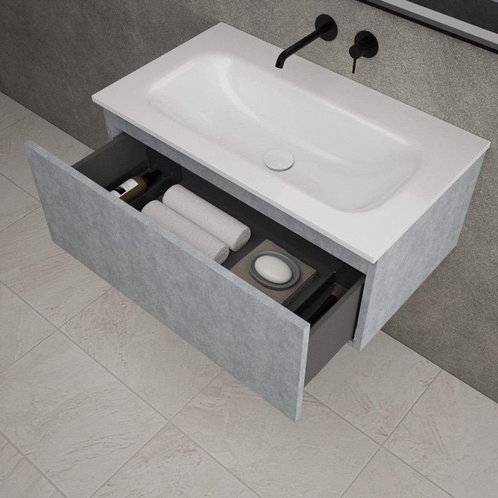 Raffinata One Drawer Vanity Unit With Beyondstone Basin - Light Concrete 800mm