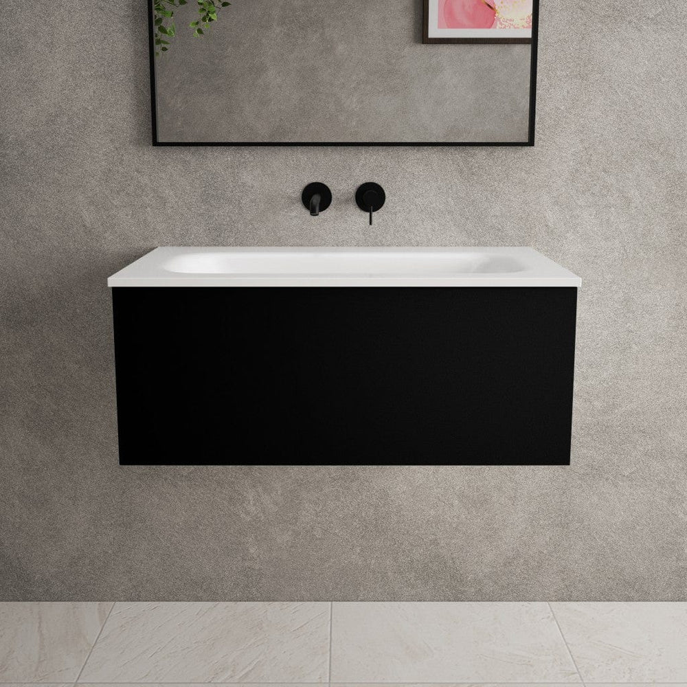 Raffinata One Drawer Vanity Unit With Beyondstone Basin - Matt Black 800mm image