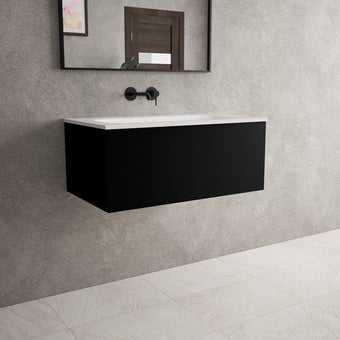 Raffinata One Drawer Vanity Unit With Beyondstone Basin - Matt Black 800mm