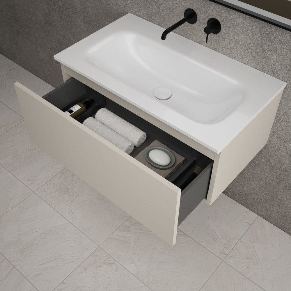 Raffinata One Drawer Vanity Unit With Beyondstone Basin - Matt Cashmere 800mm