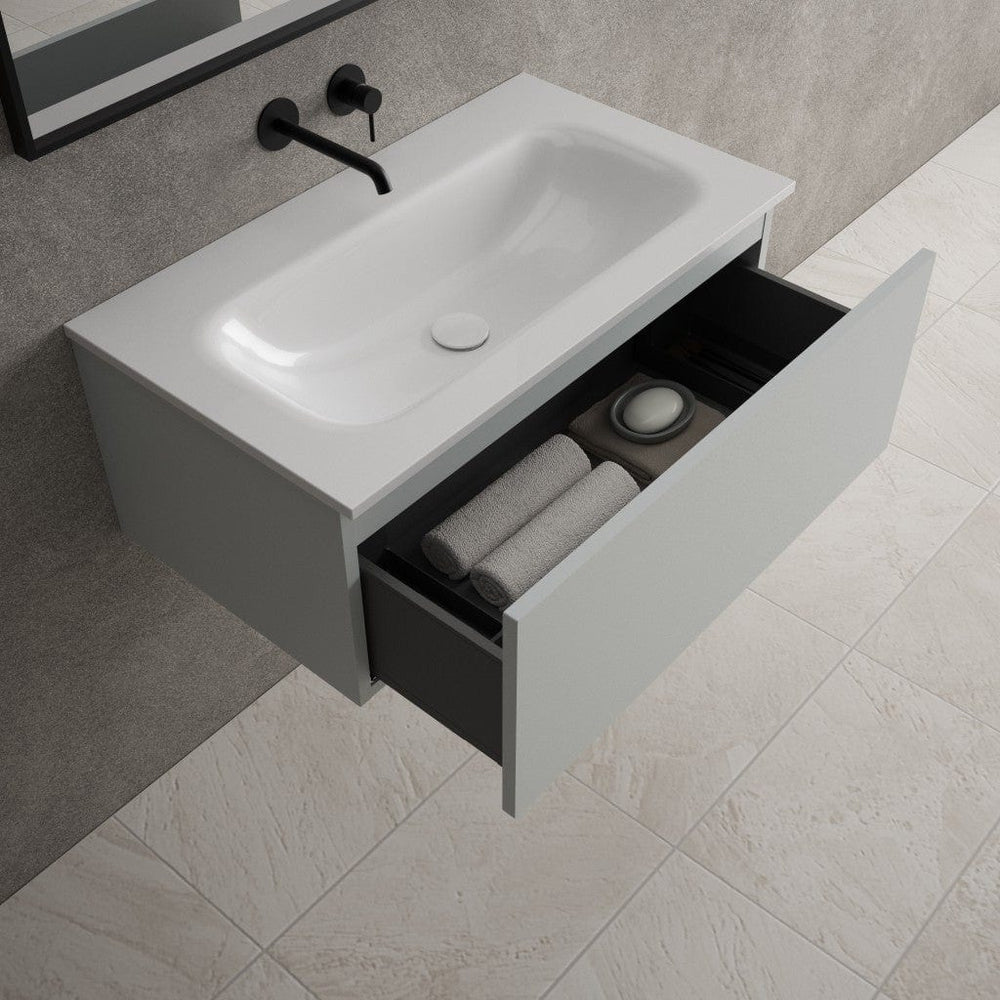 Raffinata One Drawer Vanity Unit With Beyondstone Basin - Matt Dove 800mm