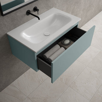 Raffinata One Drawer Vanity Unit With Beyondstone Basin - Matt Fjord 800mm