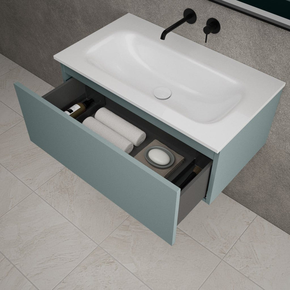 Raffinata One Drawer Vanity Unit With Beyondstone Basin - Matt Fjord 800mm
