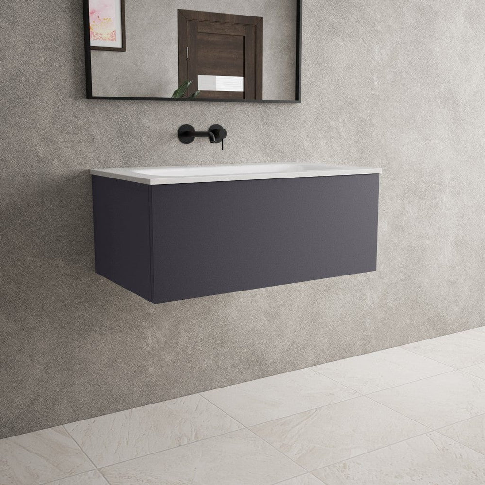 Raffinata One Drawer Vanity Unit With Beyondstone Basin - Matt Graphite 800mm