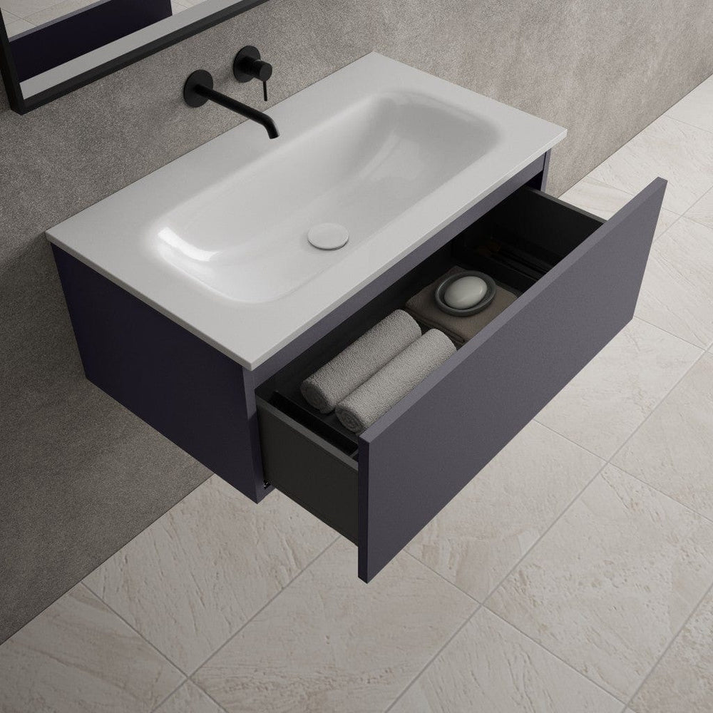 Raffinata One Drawer Vanity Unit With Beyondstone Basin - Matt Graphite 800mm