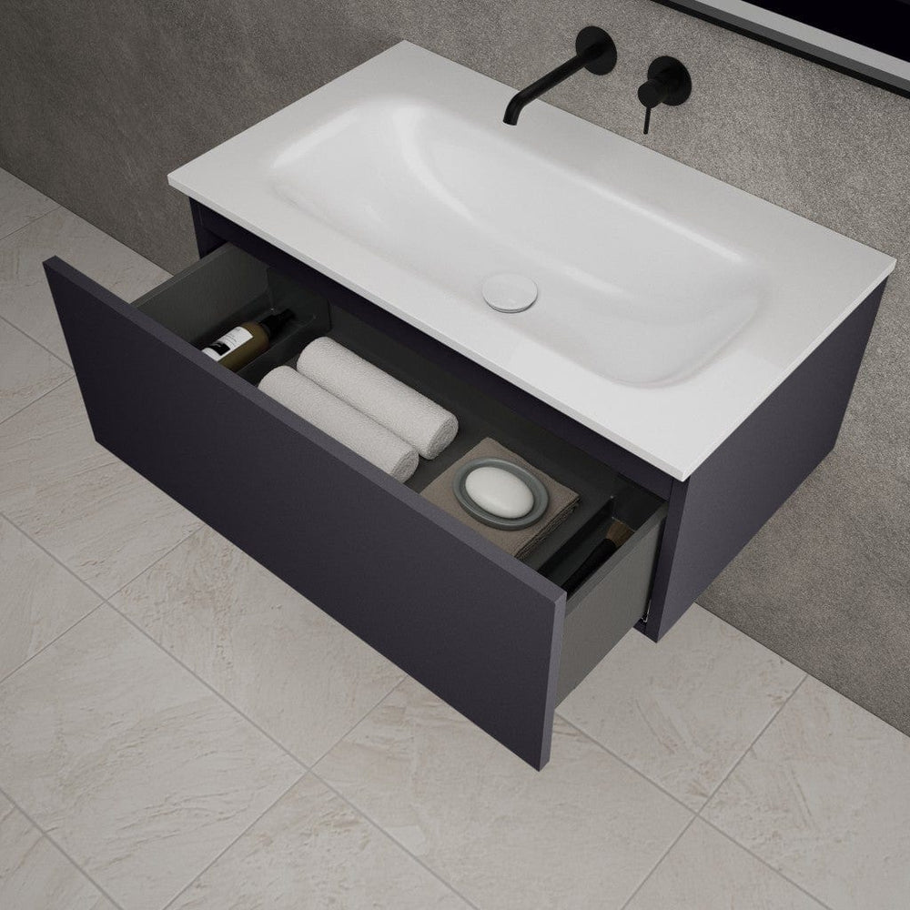 Raffinata One Drawer Vanity Unit With Beyondstone Basin - Matt Graphite 800mm