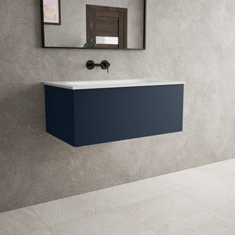 Raffinata One Drawer Vanity Unit With Beyondstone Basin - Matt Indigo 800mm