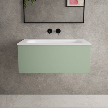 Raffinata One Drawer Vanity Unit With Beyondstone Basin - Matt Light Green 800mm