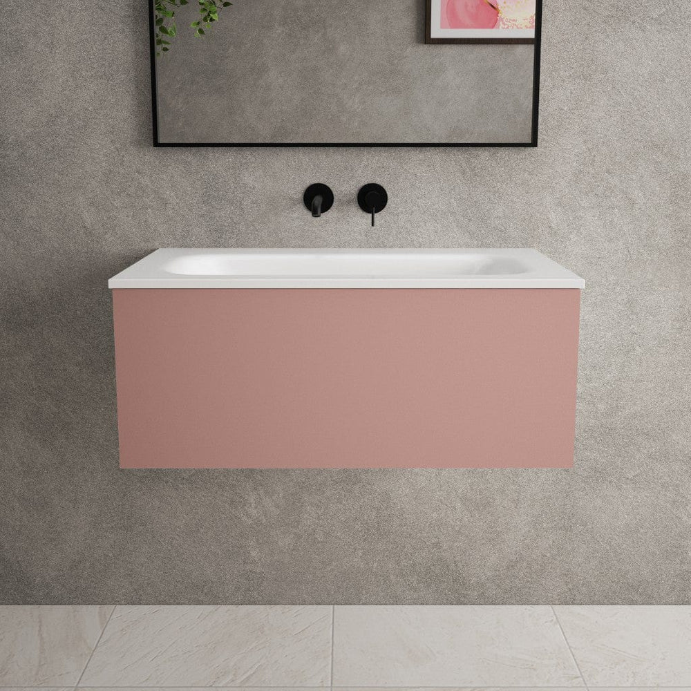 Raffinata One Drawer Vanity Unit With Beyondstone Basin - Matt Pink 800mm