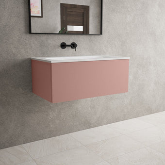 Raffinata One Drawer Vanity Unit With Beyondstone Basin - Matt Pink 800mm