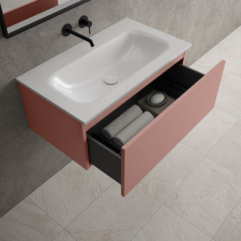 Raffinata One Drawer Vanity Unit With Beyondstone Basin - Matt Pink 800mm