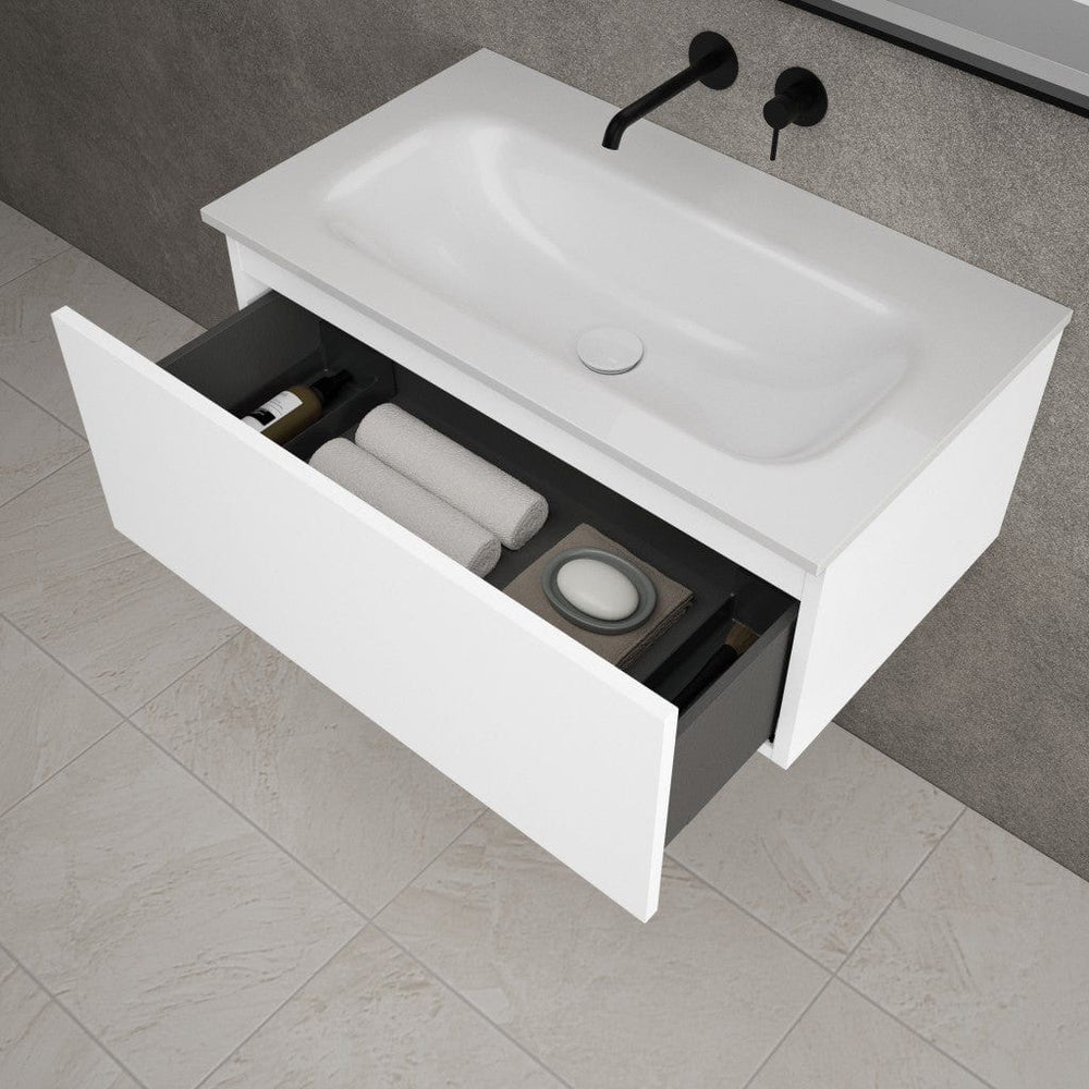 Raffinata One Drawer Vanity Unit With Beyondstone Basin - Matt White 800mm