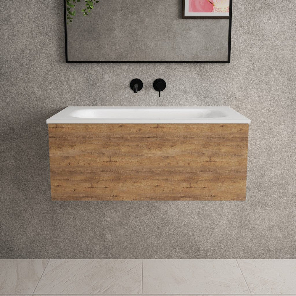 Raffinata One Drawer Vanity Unit With Beyondstone Basin - Oak 800mm