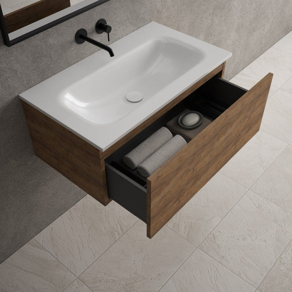 Raffinata One Drawer Vanity Unit With Beyondstone Basin - Oak 800mm