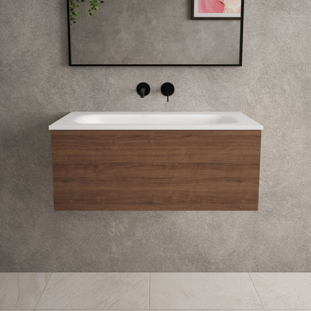 Raffinata One Drawer Vanity Unit With Beyondstone Basin - Walnut 800mm image