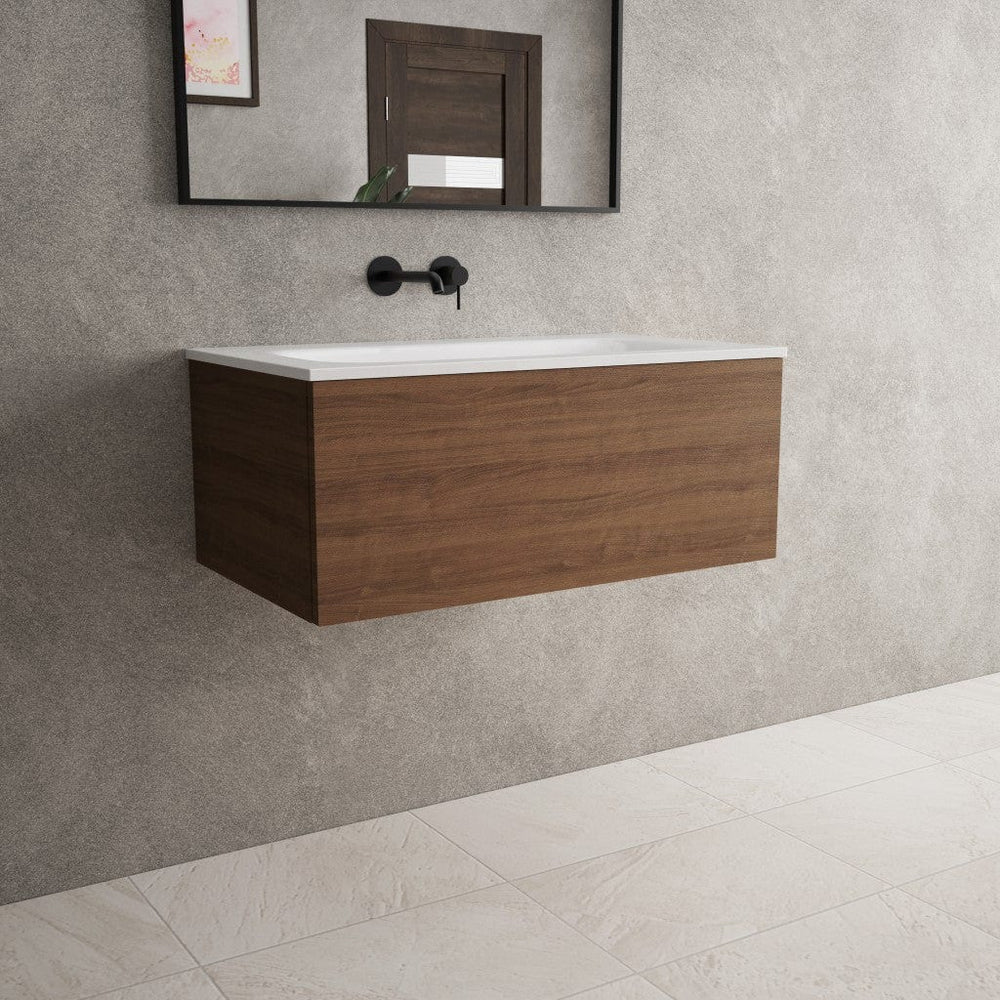 Raffinata One Drawer Vanity Unit With Beyondstone Basin - Walnut 800mm