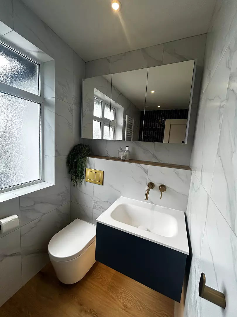 Raffinata One Drawer Vanity Unit With Beyondstone Basin - Matt Navy 600mm