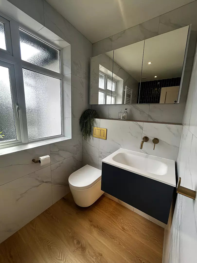 Raffinata One Drawer Vanity Unit With Beyondstone Basin - Matt Navy 600mm