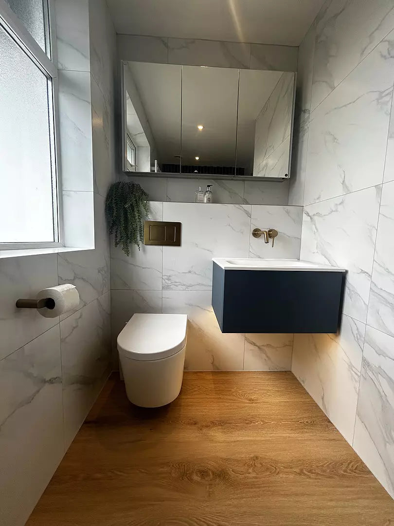 Raffinata One Drawer Vanity Unit With Beyondstone Basin - Matt Navy 600mm