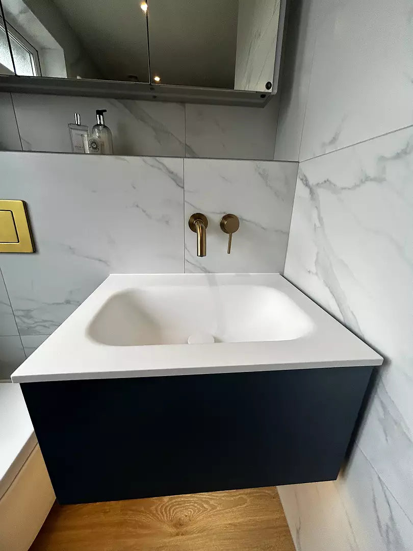 Raffinata One Drawer Vanity Unit With Beyondstone Basin - Matt Navy 600mm