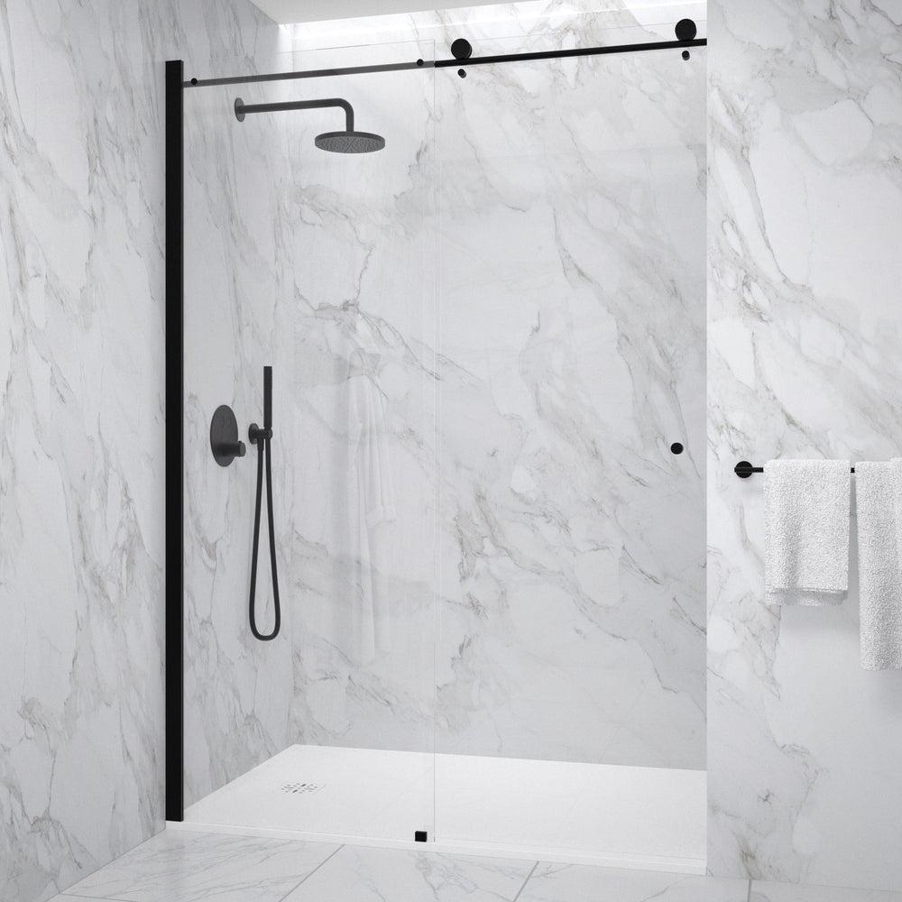 Sliding Shower Door - 1400mm Matt Black