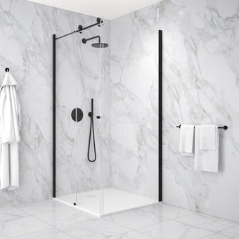 Reversible Sliding Shower Enclosure - 1000mm x 800mm Matt Black