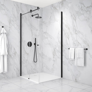 Reversible Sliding Shower Enclosure - 1000mm x 800mm Matt Black