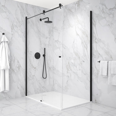 Reversible Sliding Shower Enclosure - 1400mm x 900mm Matt Black